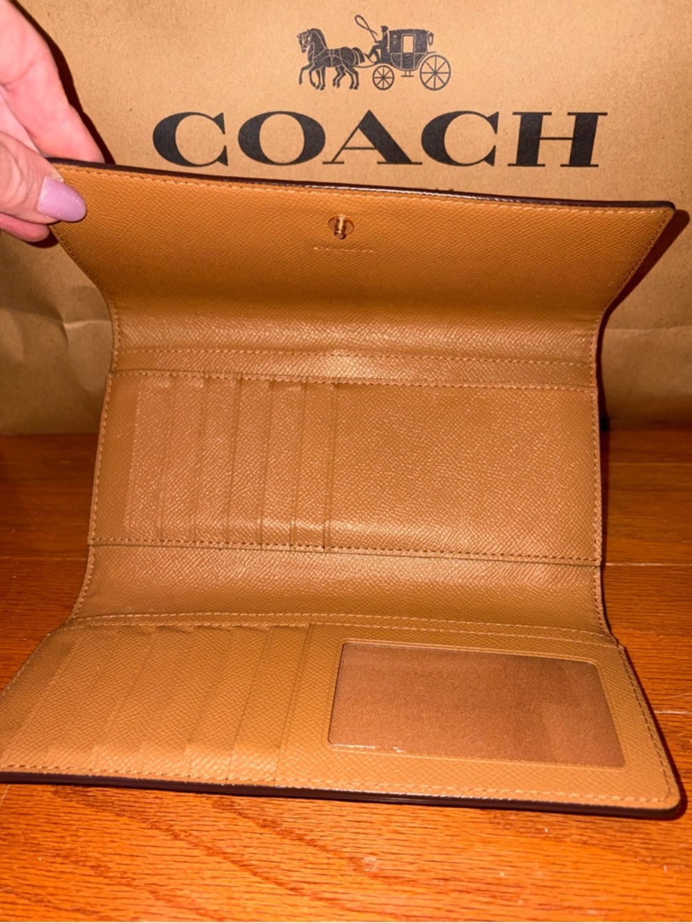 COACH Leather Continental Wallet in Saddle Tan (Tri-Fold) - Picture 2 of 3